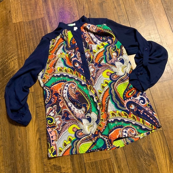 Paisley printed blouse jade by melody tam casual top boho classic spring summer - Picture 2 of 5